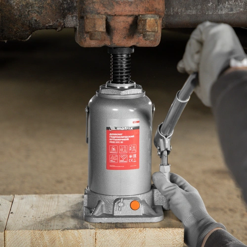 Домкрат гидравлический бутылочный, 20 т, h подъема 244-449 мм Matrix купить в Москве с доставкой по всей России | ProtosMarket.ru