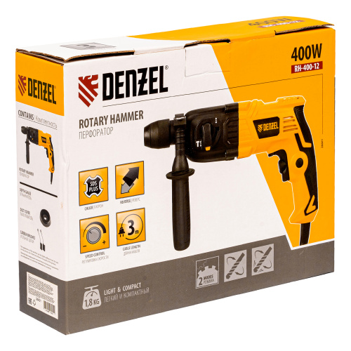 Перфоратор электрический RH-400-12, SDS-plus, 400 Вт, 1.2 Дж, 2 режима Denzel купить в Москве с доставкой по всей России | ProtosMarket.ru