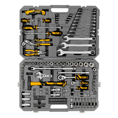Набор инструментов, 1/2", 1/4", CrV, S2, пластиковый кейс, 122 предмета Denzel по ценам производителя в Казани с доставкой по всей России