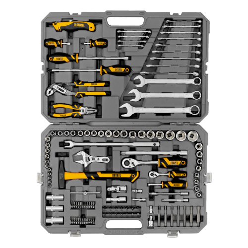 Набор инструментов, 1/2", 1/4", CrV, S2, пластиковый кейс, 122 предмета Denzel по ценам производителя в Казани с доставкой по всей России