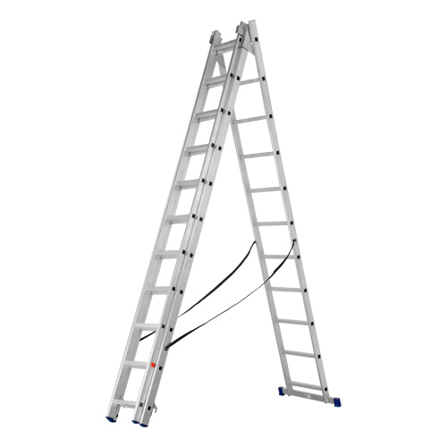 Лестница, 3 х 11 ступеней, алюминиевая, трехсекционная, Сибртех купить в Москве с доставкой по всей России | ProtosMarket.ru