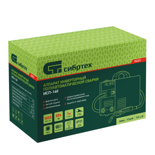 Аппарат инвертор. полуавтомат. сварки ИСП-140, 140 А, ПВ 60% Сибртех купить в Москве с доставкой по всей России | ProtosMarket.ru
