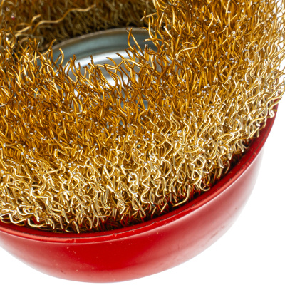 Щетка для УШМ, 65 мм, М14, "чашка", латунированная витая проволока Matrix по ценам производителя в Казани с доставкой по всей России