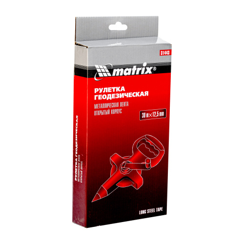 Рулетка геодезическая, 30 м х 12,5 мм, металлическая лента, открытый корпус Matrix купить в Москве с доставкой по всей России | ProtosMarket.ru