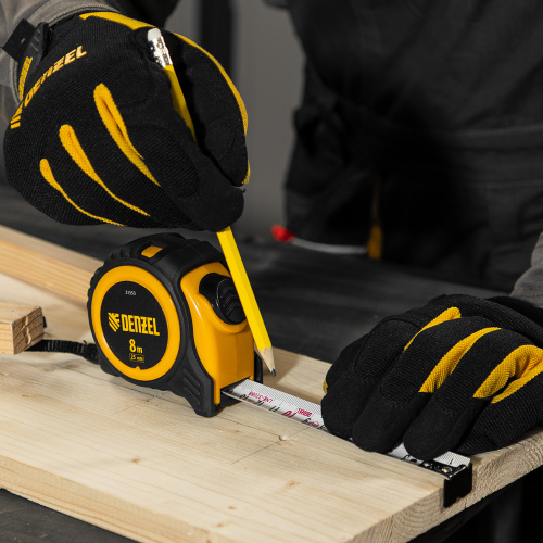 Рулетка 8м х 25мм, обрезиненный корпус, автоматическая фиксация Denzel купить в Москве с доставкой по всей России | ProtosMarket.ru