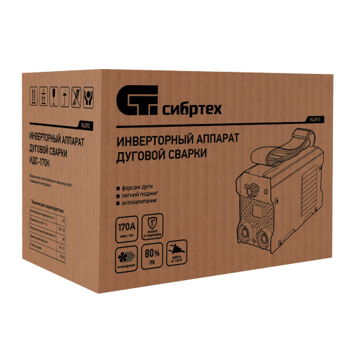 Инверторный аппарат дуговой сварки ИДС-170K, 170 А, ПВ 80%, диаметр электрода 1,6-3,2 мм Сибртех купить в Москве с доставкой по всей России | ProtosMarket.ru