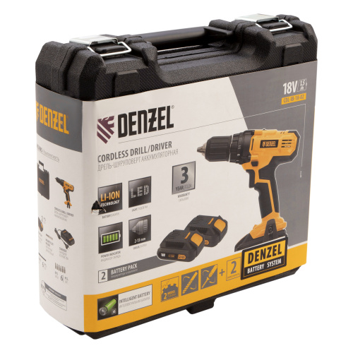 Дрель-шуруповерт аккумуляторная CDL-IB-18-02, Li-Ion, 18 В, 2 акк. Denzel купить в Москве с доставкой по всей России | ProtosMarket.ru