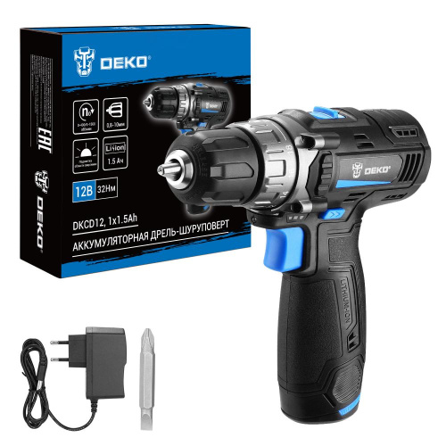 Аккумуляторная дрель-шуруповерт DEKO DKCD12, 12В, 1x1.5Ач купить в Москве с доставкой по всей России | ProtosMarket.ru