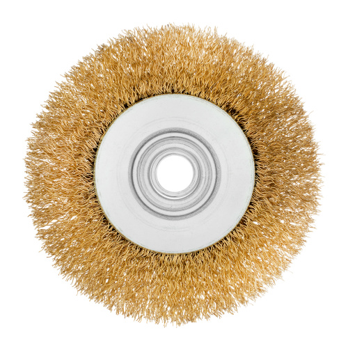 Щетка для УШМ, 100 мм, М14, "тарелка", латунированная витая проволока Matrix по ценам производителя в Казани с доставкой по всей России
