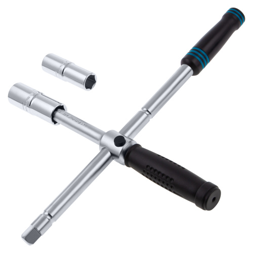 Ключ-крест баллонный, складной с изменяющимся рычагом, 17 мм, 19 мм, 21 мм, 23 мм, CrV, хромированный Gross купить в Москве с доставкой по всей России | ProtosMarket.ru