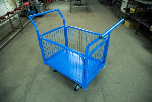 Тележка платформенная TOR ТП-2С (600х900) с бортами из сетки и двумя ручками (колеса 160 мм) купить в Москве с доставкой по всей России | ProtosMarket.ru