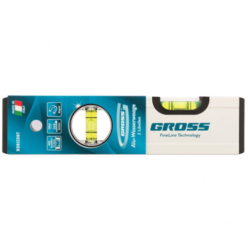 Уровень алюминиевый, 200 мм, фрезерованный, 2 глазка, магнитный Gross купить в Москве с доставкой по всей России | ProtosMarket.ru