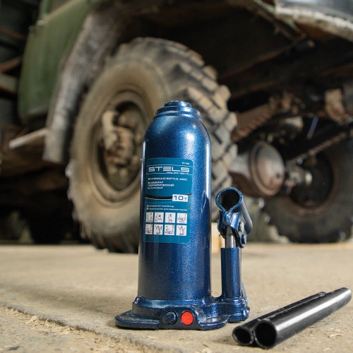 Домкрат гидравлический бутылочный, 10 т, h подъема 222-447 мм Stels по ценам производителя в Казани с доставкой по всей России