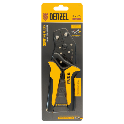 Клещи для обжима изолир. наконечников НКИ и НВИ, разъемов РПИ, гильз ГСИ, 0,5 - 2,5 мм2 Denzel купить в Москве с доставкой по всей России | ProtosMarket.ru
