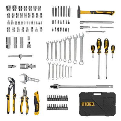 Набор инструментов, 1/2", 1/4", CrV, S2, пластиковый кейс, 122 предмета Denzel по ценам производителя в Казани с доставкой по всей России