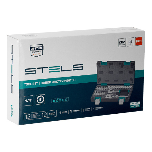 Набор инструментов, 1/4", CrV, пластиковый кейс 29 предметов Stels купить в Москве с доставкой по всей России | ProtosMarket.ru