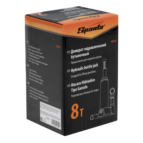 Домкрат гидравлический бутылочный, 8 т, h подъема 200-385 мм Sparta купить в Москве с доставкой по всей России | ProtosMarket.ru