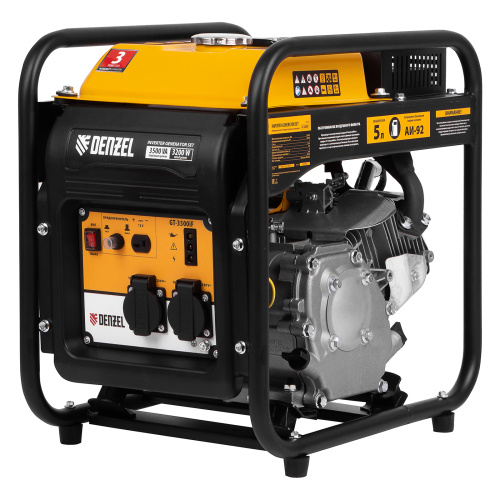 Генератор инверторный GT-3500iF, 3.5 кВт, 230 В, бак 5 л, открытый корпус, ручной старт Denzel купить в Москве с доставкой по всей России | ProtosMarket.ru