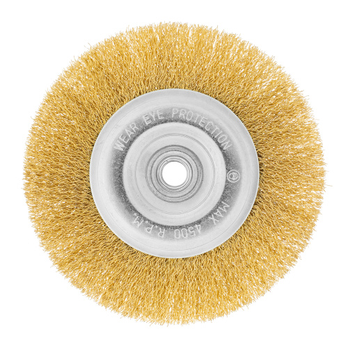 Щетка для УШМ, 150 мм, М14, плоская, латунированная витая проволока Matrix по ценам производителя в Казани с доставкой по всей России