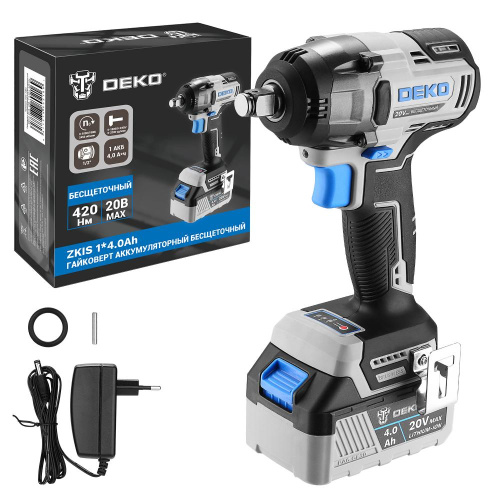 Гайковерт аккумуляторный бесщеточный DEKO ZKIS, 20В, 1*4.0Ач, 420 Нм купить в Москве с доставкой по всей России | ProtosMarket.ru