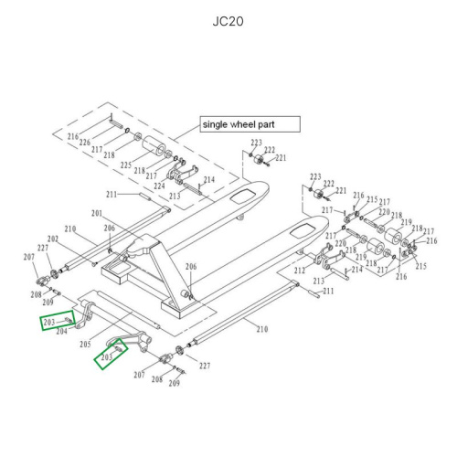 Ось крепления углового рычага к опорной площадке для гидравлических тележек JC20 по ценам производителя в Казани с доставкой по всей России