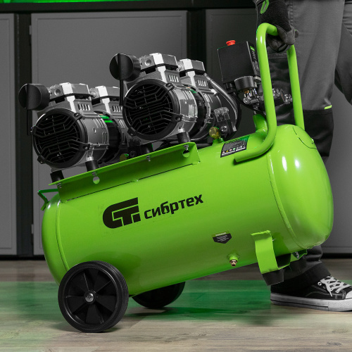Компрессор безмаслянный малошумный МБ 2000/50, 2000 Вт, 50л, 300 л/мин Сибртех по ценам производителя в Казани с доставкой по всей России
