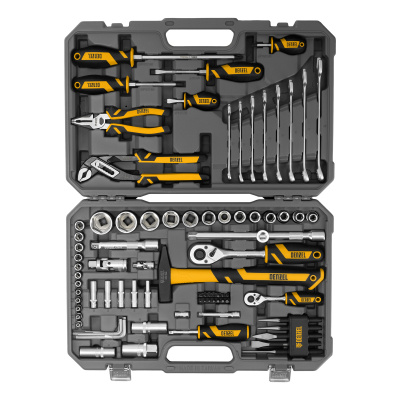 Набор инструментов, 1/2", 1/4", CrV, S2, пластиковый кейс, 84 предмета Denzel купить в Москве с доставкой по всей России | ProtosMarket.ru
