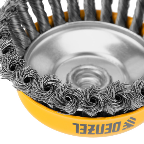 Щетка для УШМ, 125 мм, "Чашка", крученая нержавеющая проволока 0.5 мм, М14 Denzel по ценам производителя в Казани с доставкой по всей России