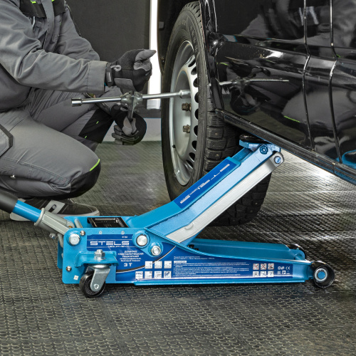Домкрат гидравлический подкатной, быстрый подъем, 3т Low Profile Quick, 75-515 мм, профессиональный Stels купить в Москве с доставкой по всей России | ProtosMarket.ru