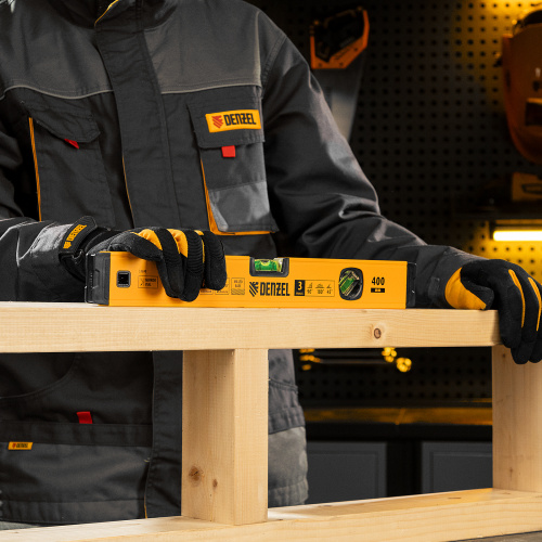 Уровень алюминиевый, магнит., фрезерованный, 3 глазка (1 зеркал.) 0,5 мм/м, 400 мм Denzel по ценам производителя в Казани с доставкой по всей России