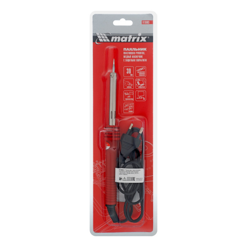 Паяльник, пластиковая рукоятка, медный наконечник с долговечным защитным покрытием, 220 В, 30 W Matrix по ценам производителя в Казани с доставкой по всей России