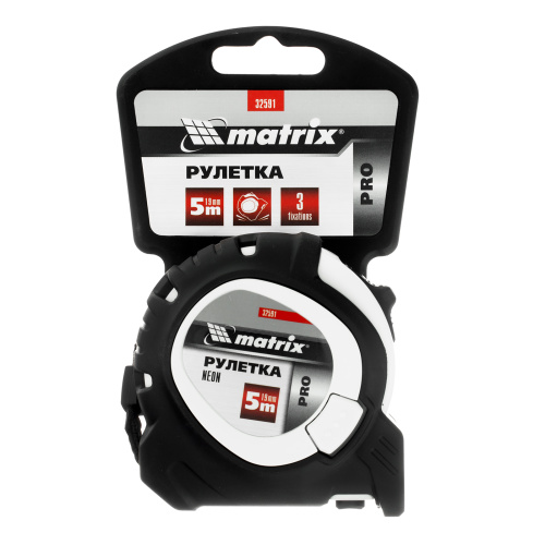 Рулетка Neon,5 м x 19 мм,обрезиненный корпус,3 фиксации,Pro Matrix по ценам производителя в Казани с доставкой по всей России