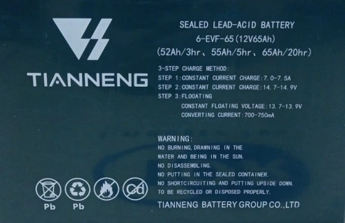 Аккумулятор свинцово-кислотный герм. (GEL) 12В/65Ач (20Hr) 223х135х177 для тележек WPT15-2 по ценам производителя в Казани с доставкой по всей России