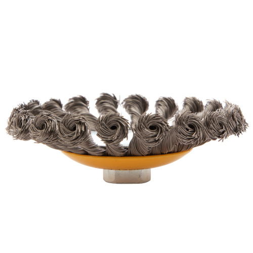 Щетка для УШМ, 125 мм, "Тарелка", крученая нержавеющая проволока 0.5 мм, М14 Denzel по ценам производителя в Казани с доставкой по всей России