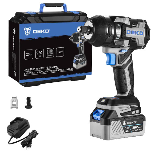 Гайковерт аккумуляторный бесщеточный DEKO ZKIS20 PRO MAX, 20В, 1*5.0Ач, 950 Нм, в кейсе купить в Москве с доставкой по всей России | ProtosMarket.ru