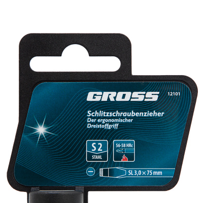 Отвертка SL3 x 75 мм, S2, трехкомпонентная рукоятка Gross по ценам производителя в Казани с доставкой по всей России