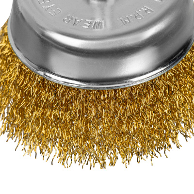 Щетка для дрели, 75 мм, "чашка" со шпилькой, латунированная витая проволока Matrix по ценам производителя в Казани с доставкой по всей России