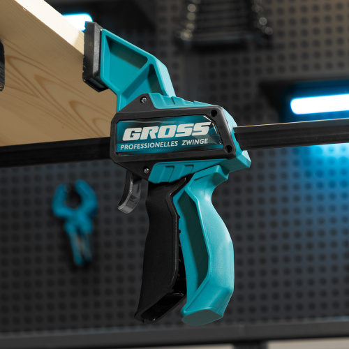 Струбцина реечная, быстрозажимная, пистолетного типа, пошаговый механизм, пластиковый корпус, 600мм Gross купить в Москве с доставкой по всей России | ProtosMarket.ru