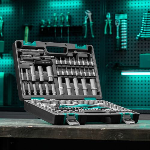 Набор инструментов 1/2", 1/4", CrV, 12 гранные головки, пластиковый кейс, 109 предмета Stels купить в Москве с доставкой по всей России | ProtosMarket.ru