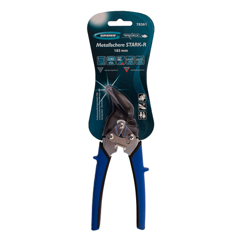 Ножницы по металлу "Piranha", 185 мм, прямой и правый рез, сталь СrM, двухкомпонентные рукоятки Gross купить в Москве с доставкой по всей России | ProtosMarket.ru