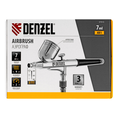 Аэрограф с верхним бачком AB1, 0.2/0.3/0.5 мм, 7 мл, 9 л/мин Denzel по ценам производителя в Казани с доставкой по всей России