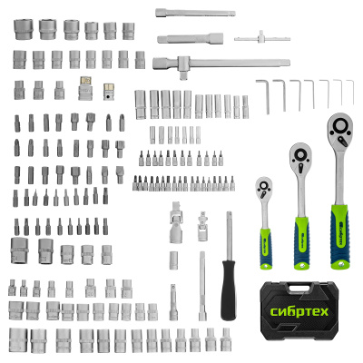 Набор инструментов, 1/2", 3/8", 1/4", пластиковый кейс 172 предм. Сибртех купить в Москве с доставкой по всей России | ProtosMarket.ru