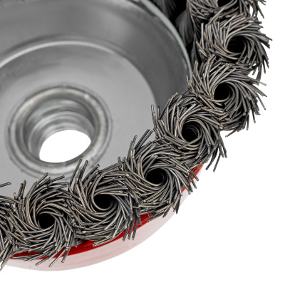 Щетка для УШМ, 100 мм, М14, "чашка", крученая проволока 0.5 мм Matrix по ценам производителя в Казани с доставкой по всей России