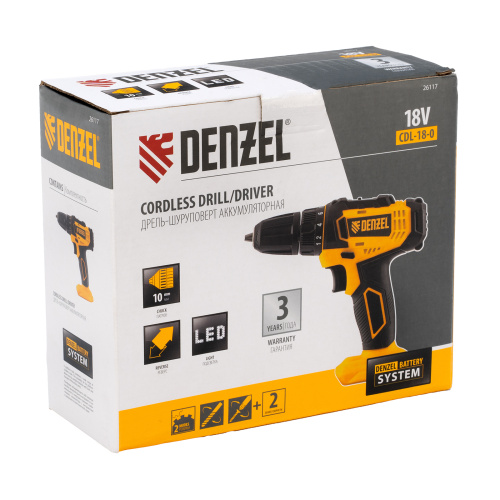Дрель-шуруповерт аккумуляторная CDL-18-0, Li-Ion, 18 В Denzel купить в Москве с доставкой по всей России | ProtosMarket.ru