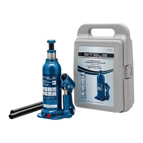 Домкрат гидравлический бутылочный, 4 т, h подъема 188-363 мм, в пластиковом кейсе Stels купить в Москве с доставкой по всей России | ProtosMarket.ru