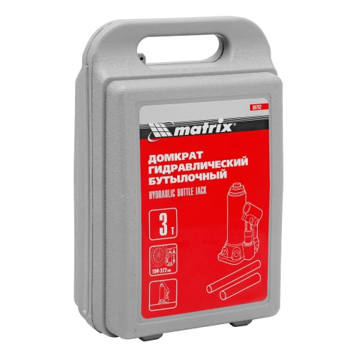 Домкрат гидравлический бутылочный, 3 т, высота подъема 194-372 мм, в пластиковый кейсе Matrix по ценам производителя в Казани с доставкой по всей России