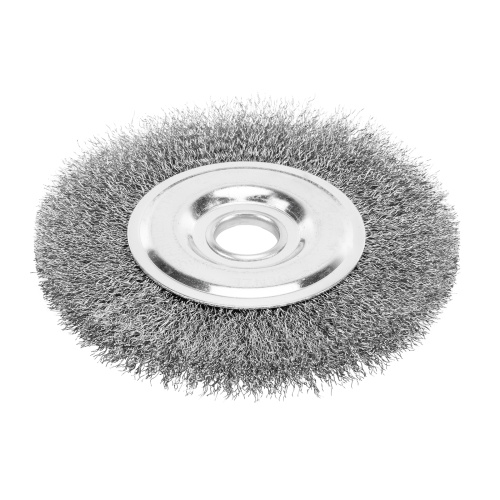 Щетка для УШМ, 150 мм, "Плоская", витая нержавеющая проволока 0.3 мм, посадка 22.2 мм Denzel по ценам производителя в Казани с доставкой по всей России