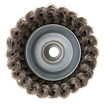 Щетка для УШМ, 100 мм, "Чашка", крученая нержавеющая проволока 0.5 мм, М14 Denzel купить в Москве с доставкой по всей России | ProtosMarket.ru