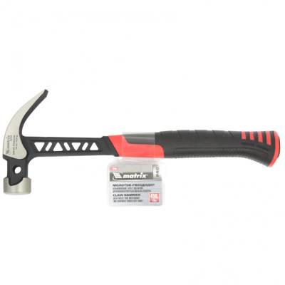 Молоток-гвоздодер, 450 г, цельнокованый, боек с магнитом, двухкомпонентная обрезиненная рукоятка Matrix Pro купить в Москве с доставкой по всей России | ProtosMarket.ru