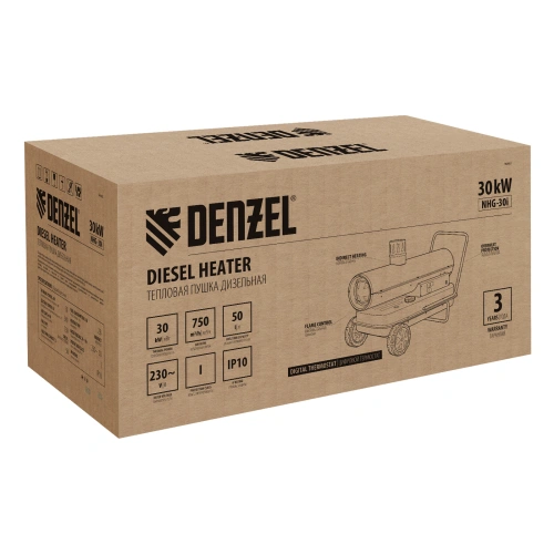 Дизельная тепловая пушка NHG-30i, 30 кВт, 750 м3/ч, непрямой нагрев, цифровой термостат Denzel по ценам производителя в Казани с доставкой по всей России